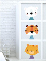 Nursery Wall Décor,Cartoon Animal Tiger Cat Dog Combination Wall Sticker Bedroom Living Room Cabinet Self-Adhesion Decorative Stickers,Wall Stickers for Kids,Kids' Baby Wall Stickers size 50x70 ay70733