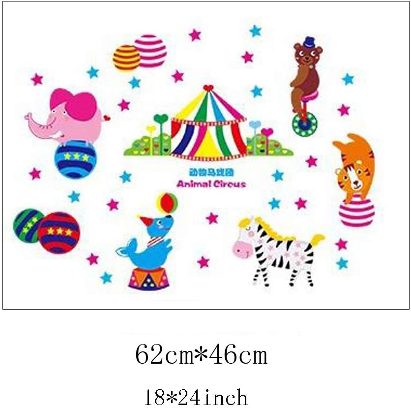 Best Of Best - calcomanía decorativo para pared, diseño de estrellas de circo de animales, extraíble, PVC, murales de papel pintado para niñas, niños, cuarto de estar, baño, cocina, sala de juegos, decoración size 30x45 xl3047