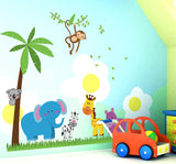 Elephants And Monkey Self  Wall Sticker SK9039