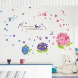 Romantic flower and butterfly design wall stickers, cartoon animals, removable heart-shaped wallpaper, home decor, PVC art mural, for babies size 50x70 xls7201
