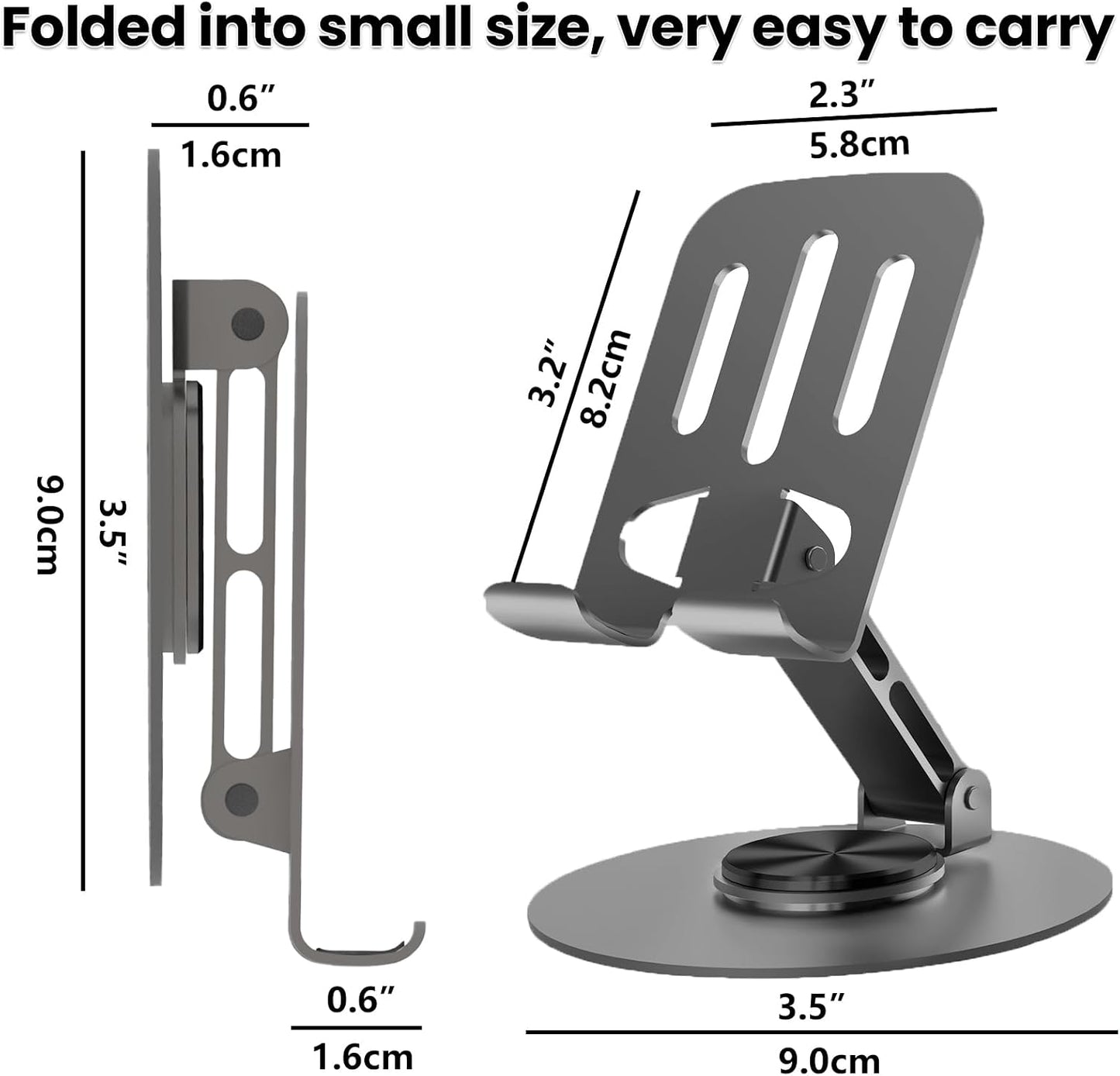 Universal Metal Cell Phone Stand, Adjustable Mobile Phone Holder for Desk, Table & Office