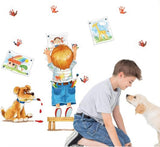Decorative wall decal, dog and giraffe design for home, removable paper for living room, dining room, bedroom, wall art, DIY for girls, boys, nursery size 50x70 sk7007