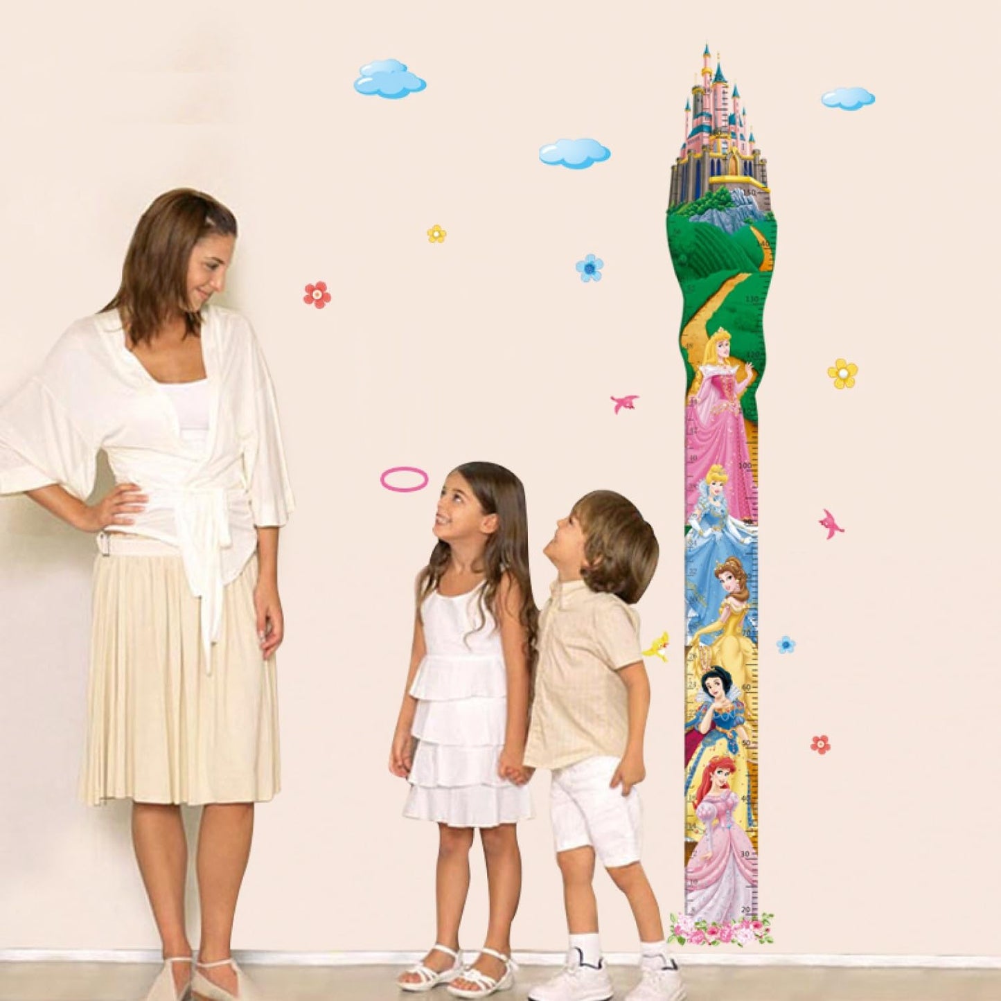 Ay7091 Indian Royals 3D Height Measure Growth Chart Fairy Tell Princess Kids Self Adhesive Home Décor Wall Sticker