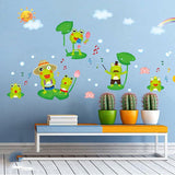 Fange DIY Removable Happy Frog Cartoon Art Mural Vinyl Waterproof Wall Stickers Kids Room Decor Nursery Decal Sticker Wallpaper  size 20x40cm  xy3016