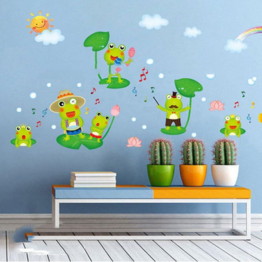 Fange DIY Removable Happy Frog Cartoon Art Mural Vinyl Waterproof Wall Stickers Kids Room Decor Nursery Decal Sticker Wallpaper  size 20x40cm  xy3016