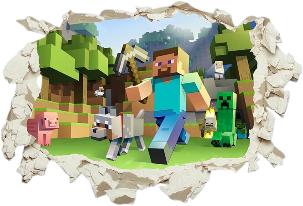 Minecraft Wall Decor, Kids Room Wall Decor, Wall Art Room Boys Bedroom Poster Mural Wallpaper Wall Stickers Gift size 50x70cm aw6022