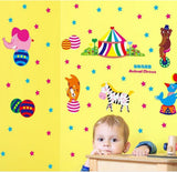 Best Of Best - calcomanía decorativo para pared, diseño de estrellas de circo de animales, extraíble, PVC, murales de papel pintado para niñas, niños, cuarto de estar, baño, cocina, sala de juegos, decoración size 30x45 xl3047