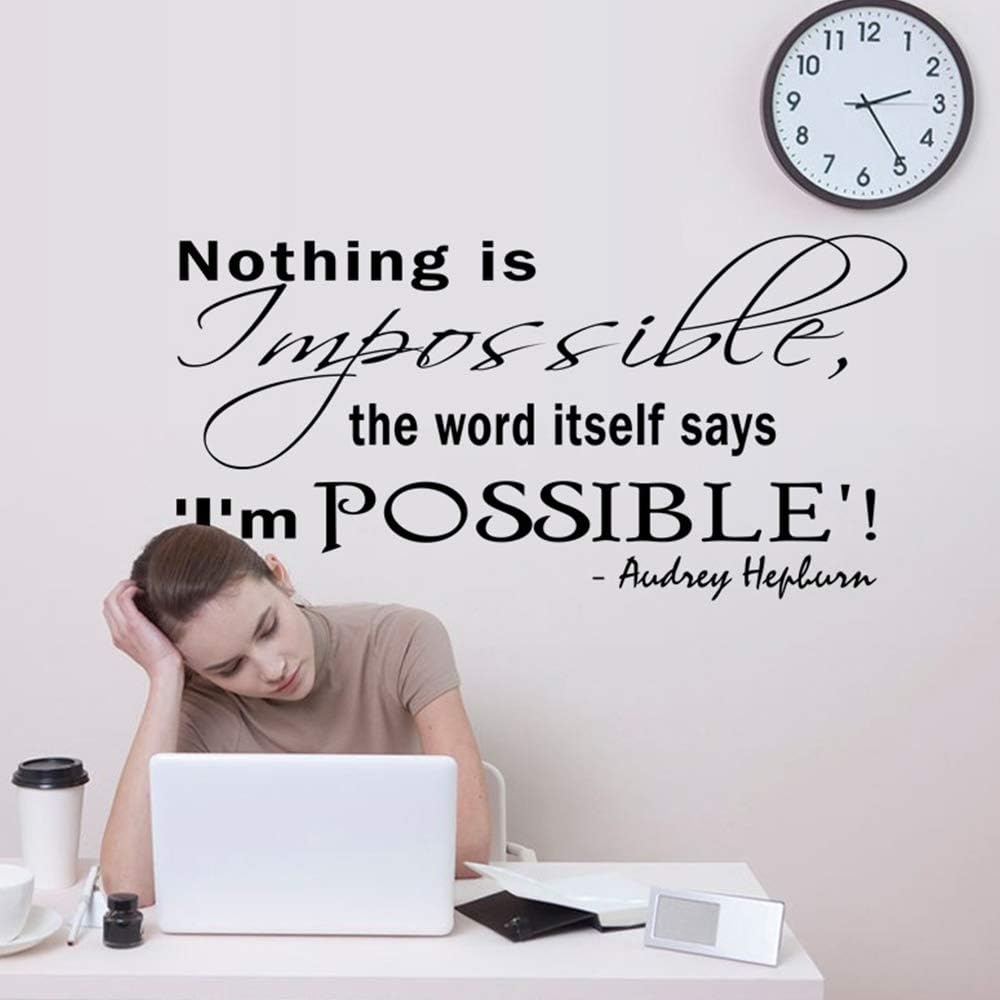 Wall Sticker Nothing is Impossible The Word Itself Says I'm Possible Wall Decal Inspirational Quotes Removable PVC Decoration Home Classroom Office Decor size 45x60cm lm067