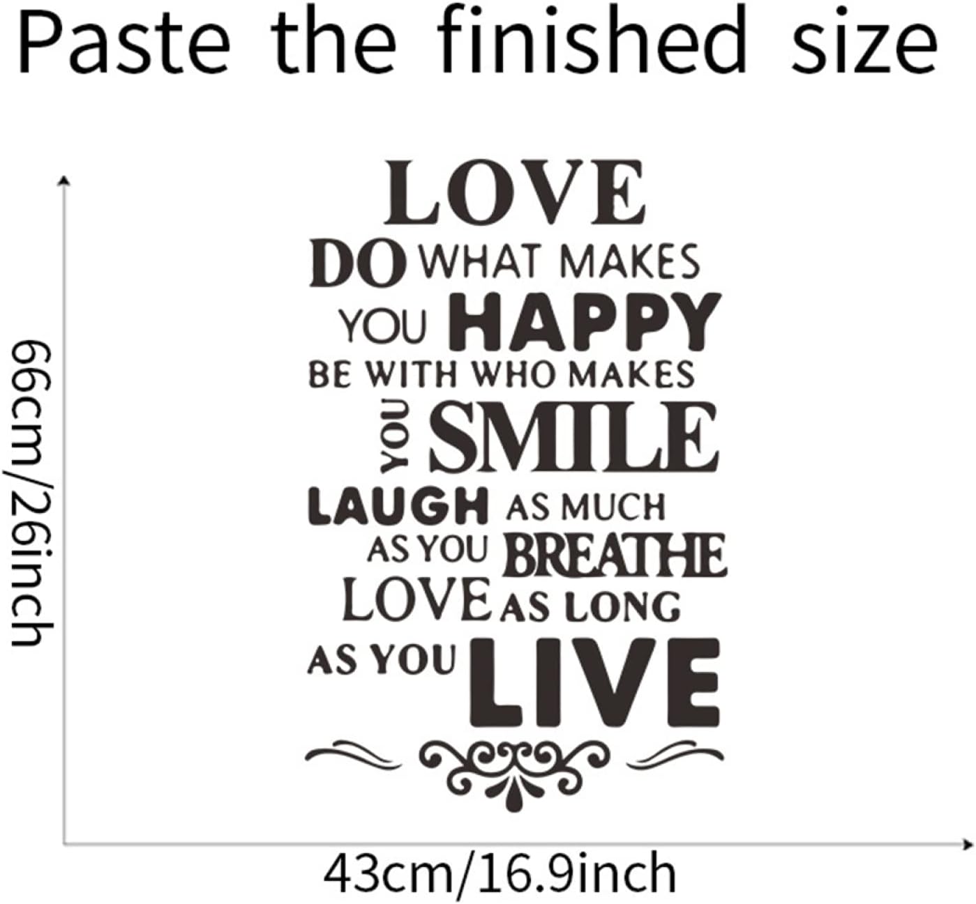 English Slogan Wall Stickers,Love Black and White self-Adhesive Wall Decals,Literature and Art Bedroom Porch Home Wall Decoration size 60x90 zy1304a