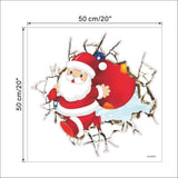 NC1370       Wall Stickers for Room Decor Cartoon Breaking Santa Claus Mural Art Home Decals Posters Kids Bedroom Xmas Decorations
