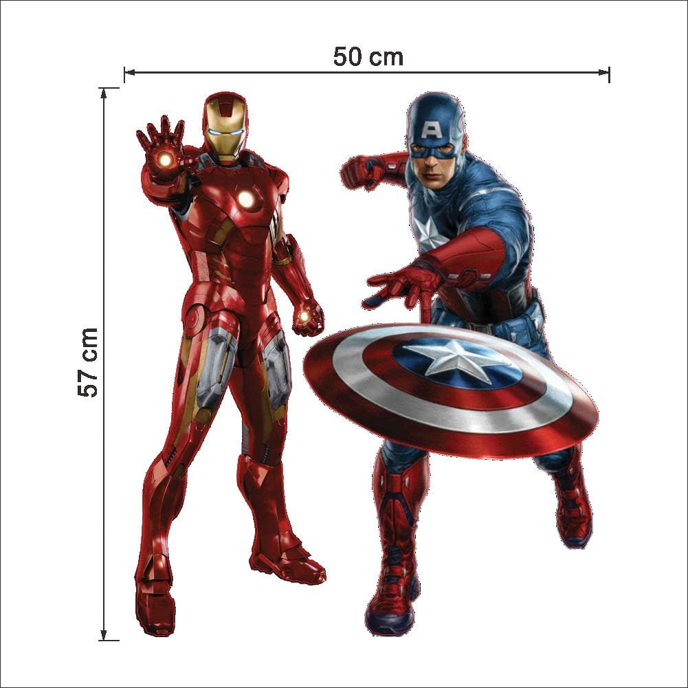 Superhero Wall Decals, 2 Pcs Large Waterproof Superhero Wall Kitchen Sticker Removable Decor Mural for Wall Bathroom Bedroom Living Room Kitchen size 50x70 ncs1440