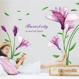 Purple Flowers Fantasy Vinyl Wall Decal PVC Home StickerDLX6012