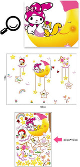 Wallpark Cute Smiling Star Moon Cartoon Rabbit Removable Wall Sticker Decal, Children Kids Baby Home Room Nursery DIY Decorative Adhesive Art Wall Mural size(60x90) xl8073