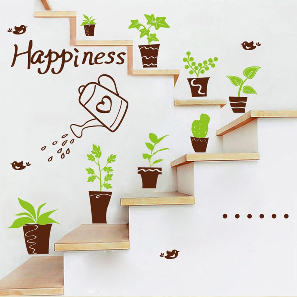 Green Plant Potted DIY Wall Stickers Baseboard Modern Art Murals Door and Window Decoration Decals size 50x70 xh5152c