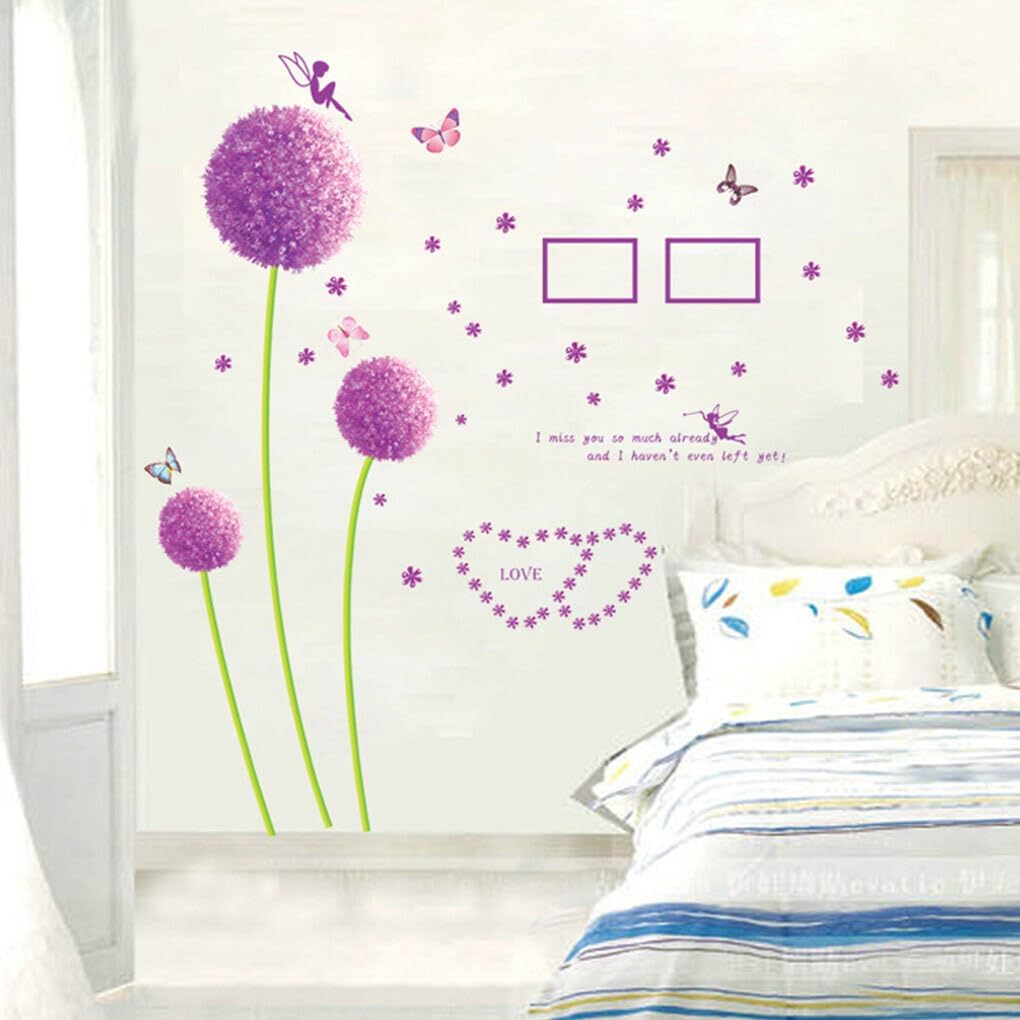 Wall Sticker Romantic Stickers Beautiful Purple Lion Art Mural Poster Self Assembly Removable Decoration size  45x60  lc620