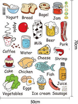 Wallpark Cartoon Cute Food Vegetable/Fruit/Meat Kitchen Fridge Removable Wall Sticker Decal, Living Room Bedroom Home Decoration Adhesive DIY Art Wall Mural size 50x70 am7090