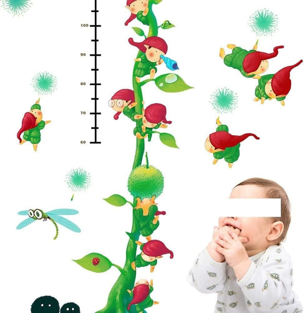 Ccd007 height chart wall sticker,kids wall stickers, Cartoon Green Vines Wall Stickers for Kids Room Nursery Decor Background Removable Children's Height Measuremnt Growth Chart