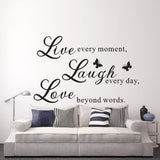 Live Love Laugh - Wall Sticker Art Mural Quote Lettering Living Room Decal (Brown, X Large)