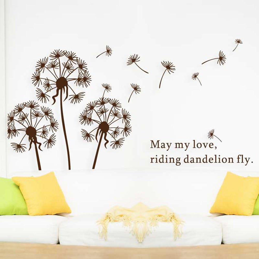 Charming Adhesive Rooms Walls Vinyl DIY Stickers / Murals / Decals / Tattoos With Dandelions In the Wind And Love Quote / Text Designs By VAGA