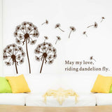 Brown Dandelion-AY695 Dandelion Dream Self-Adhesion and Removable DIY Vinyl Wall Decals Stickers