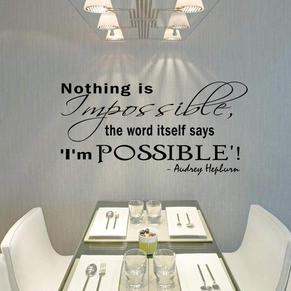 Wall Sticker Nothing is Impossible The Word Itself Says I'm Possible Wall Decal Inspirational Quotes Removable PVC Decoration Home Classroom Office Decor size 45x60cm lm067