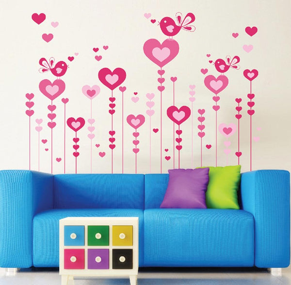 Love Pink Bird Wall Stickers AY9116 Aesthetic Children's Bedroom Wall Stickers