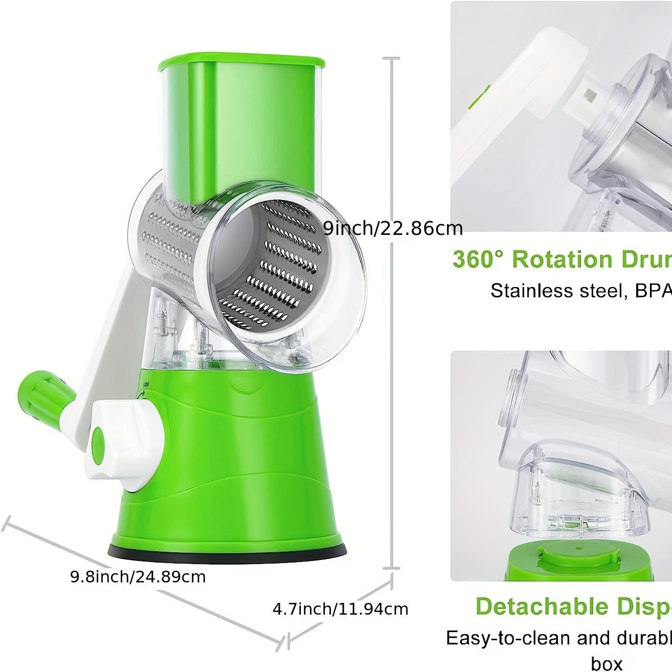 Manual 3?in?1 Vegetable Cutter & Drum Grater | Round Slicer | Multifunctional Kitchen Gadget