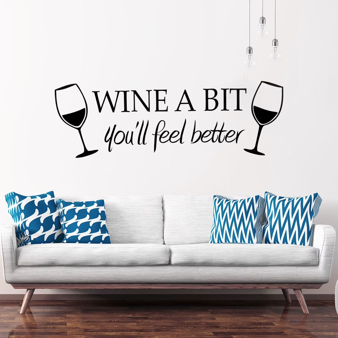Wine a Bit You'll Feel Better Quote Letter Wall Sticker Vinyl Wall Decals Home Ars Removable Kitchen Dining Room Wall Decal Vinyl Home Décor black size 30x60 nc8209
