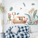 WS0388 NORDIC GREEN PLANT & CAT WALL STICKER