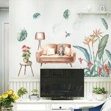 WS0388 NORDIC GREEN PLANT & CAT WALL STICKER
