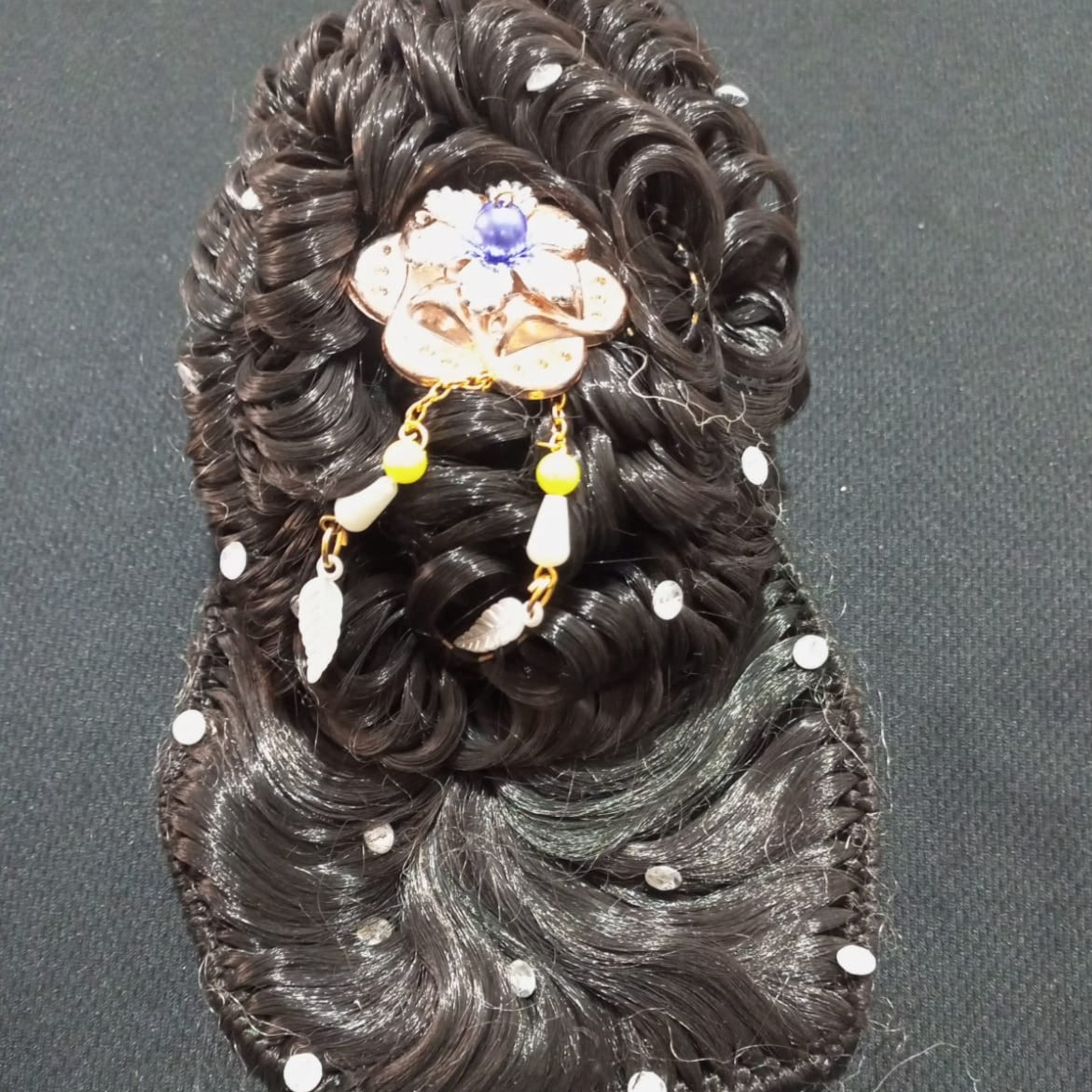 Cosmic Women and Girl Black Synthetic Fiber Style Decorated Juda Stud Work Hair Extension