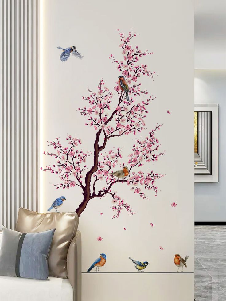 A set of wall stickers birds flower branches wall sticker wall decoration xh6021