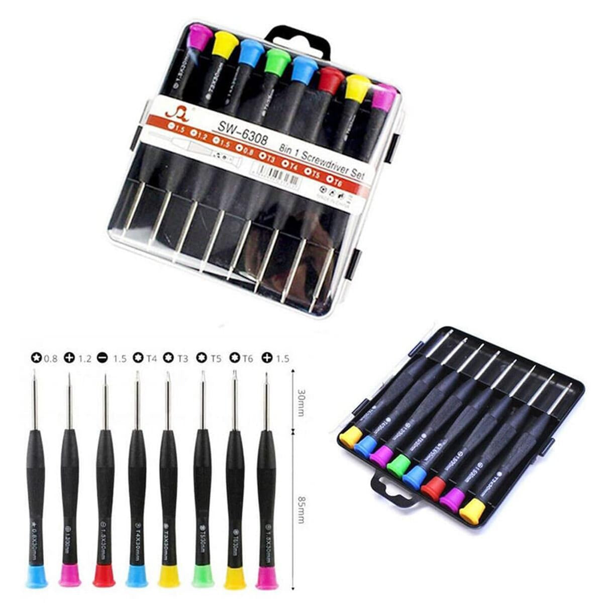 Screwdriver Set 8 in 1 SW?6308A | Mobile Repairing Kit | Torx, Star, Cross & Slotted Screwdrivers