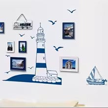 Wallpaper Removable Lighthouse Wall Stickers Art Design DIY Wall Decoration 3D Vinyl Sticker Decal for Home Living Room Bedroom Bathroom Kitchen Decor Mural Quotes Fashion Wall Amaone size 20x40cm Ay008