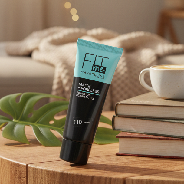 Maybelline Fit Me Matte + Poreless Liquid Foundation – Shade 110 Porcelain | Lightweight, Oil-Control, Pore-Refining, Non-Comedogenic, 40ml