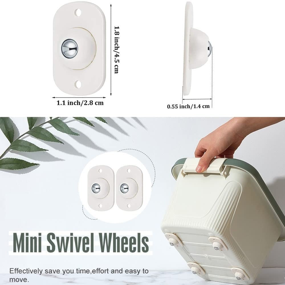 Mini Furniture Mover Wheels | Set of 4 | 360° Rotation | Stainless Steel KS | For Furniture & Storage
