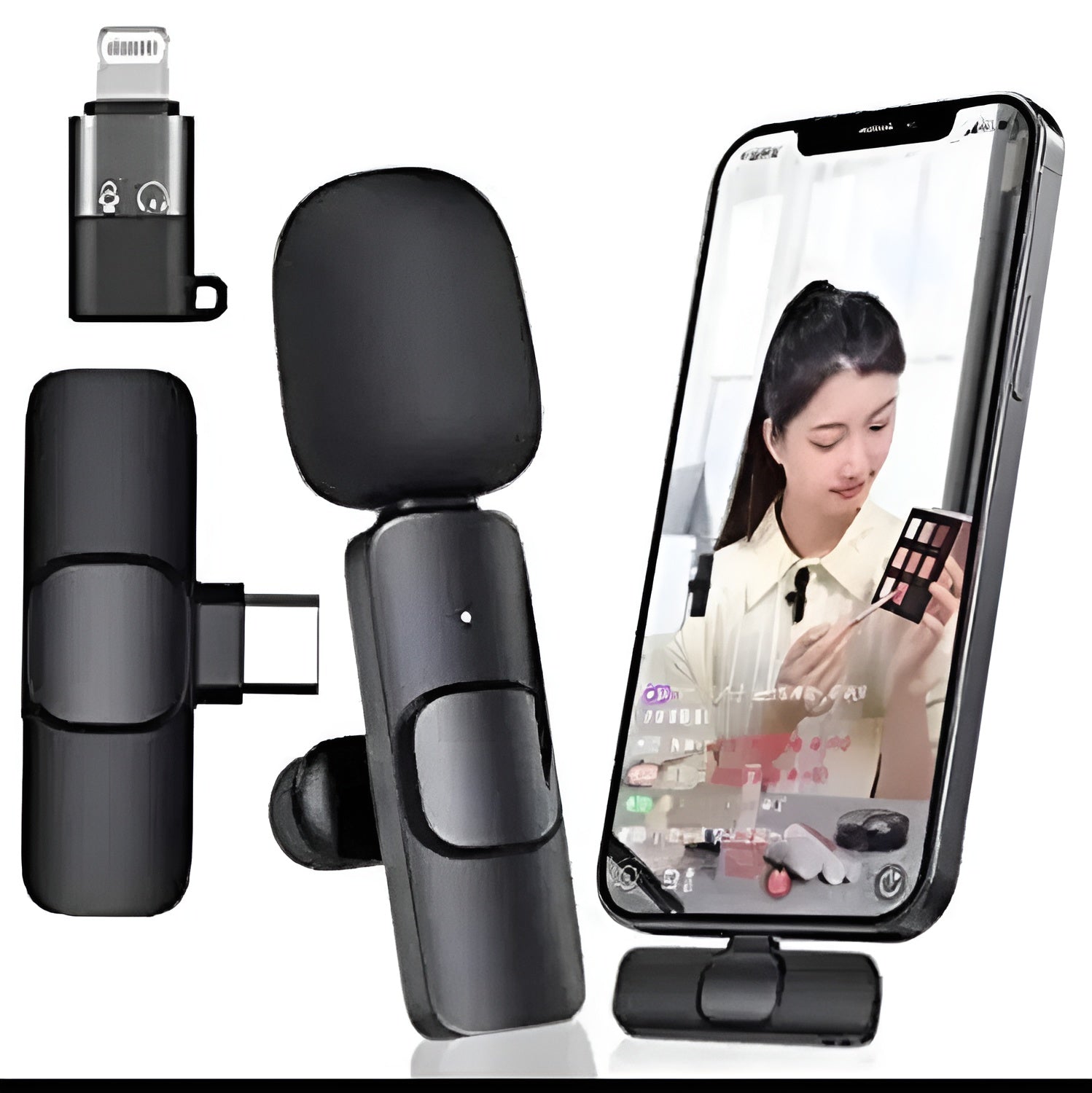 Wireless Lavalier Microphone for iPhone & Android, Plug-and-Play Mini Lapel Mic with Noise Reduction for Vlogging, YouTube, and Live Stream