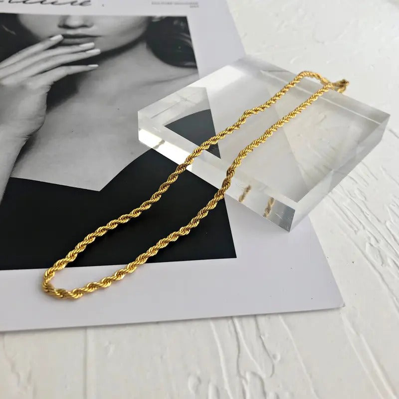 Gold Tone Necklace Men Women Silver Tone Rope Chain Brass Chain  21 inch length