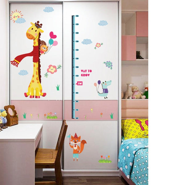 Sk9151 Cartoon Giraffe Height Kids Wall Sticker