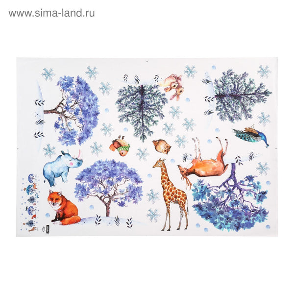 JM7353 Snowflake Forest Animals Children's Room Decorative Painting Wall Sticker - Blue Gray