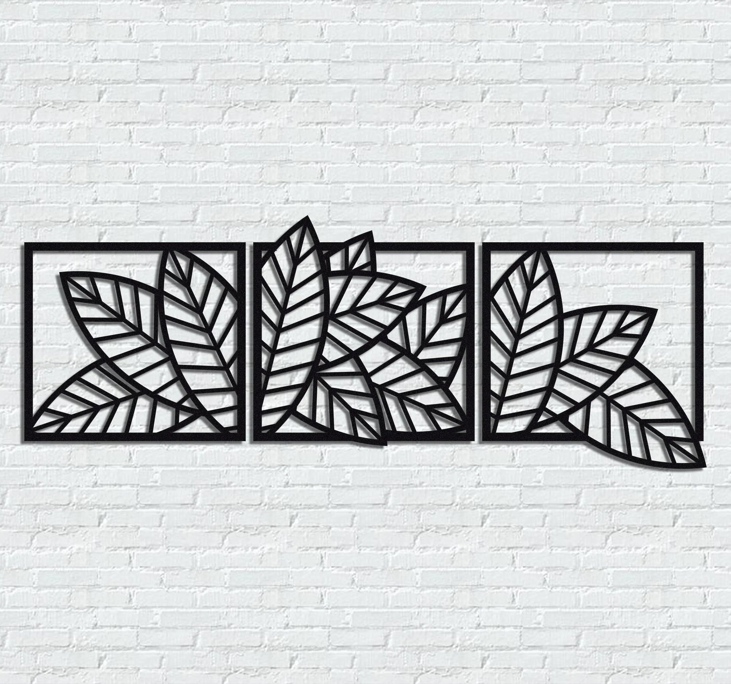 3D wooden 3 Piece Long Leaf Panels | Wall Hanging wooden Art | Wall art I Wall art for room decoration