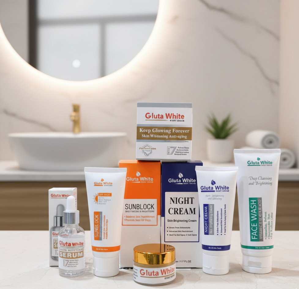 5?in?1 Gluta White Skincare Set | Face Cream, Facewash, Serum, Sunblock & Night Cream