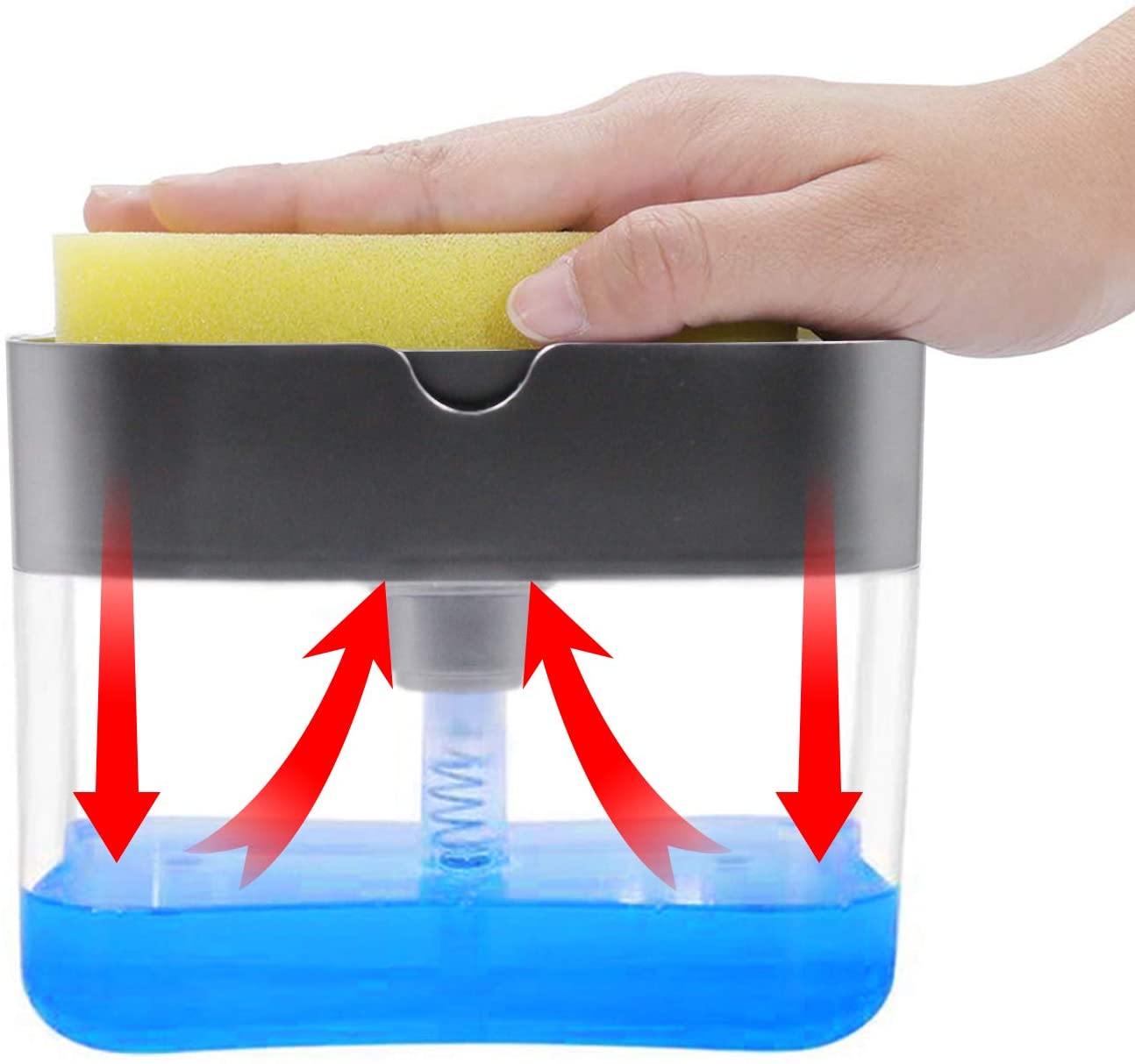 2-in-1 Soap Pump Dispenser with Sponge Holder – Kitchen Sink Liquid Soap Dispenser for Easy Dishwashing (Without Sponge)