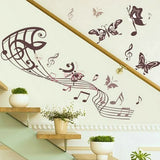 Musical Butterfly Wall Sticker Black Music Notes Wall Paper PV Home Wall Art Decor Self