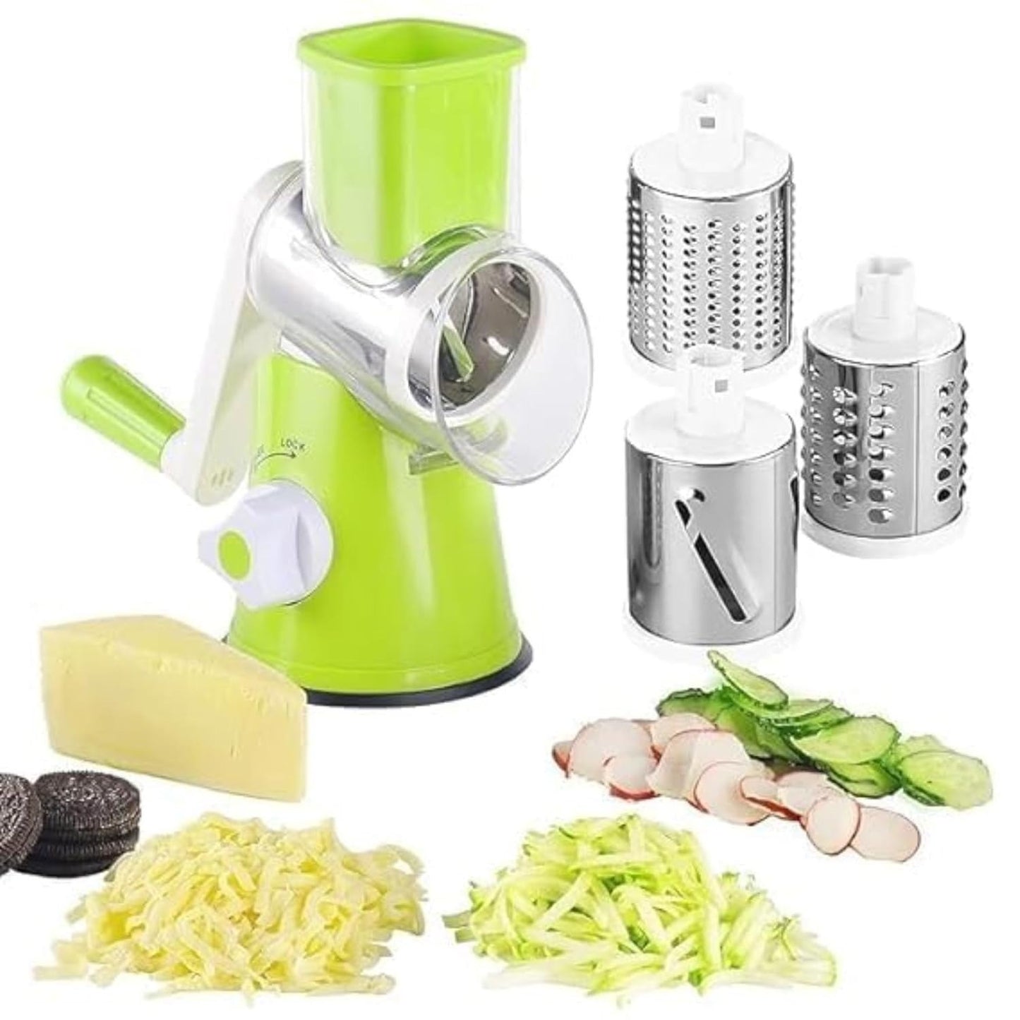 Manual 3?in?1 Vegetable Cutter & Drum Grater | Round Slicer | Multifunctional Kitchen Gadget