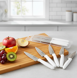 6 Piece Knife Set | Professional Stainless Steel Kitchen Knives | Sharp Durable Blades for Meat, Vegetables, Fruits & Daily Cooking | Comfortable Grip – Chef Knife, Bread Knife, Utility Knife & More