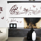 Musical Butterfly Wall Sticker Black Music Notes Wall Paper PV Home Wall Art Decor Self