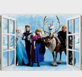Frozen ElLsa Anna Olaf Kristoff Sven Hans 3D Window Wall Poster, Wallpaper, Wall Sticker Home Decor Stickers for bedrooms, Living Room, Hall, Kids Room, Play Room LM6006 Size: 45x60