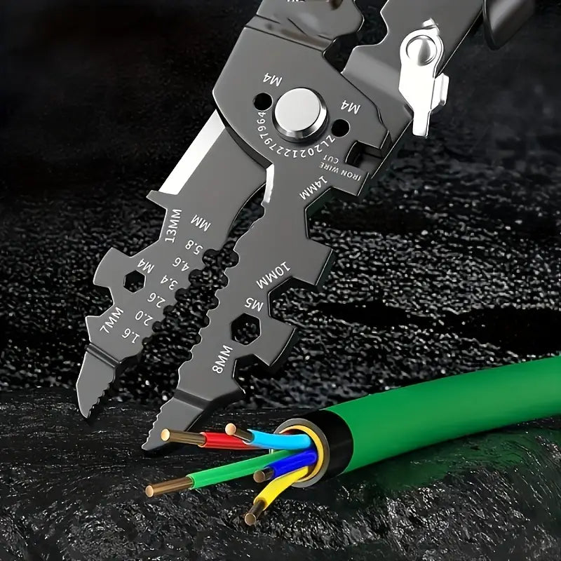 25 in 1 Wire Stripper, Wire Stripping Tool, Cutter Stripping, Cable Stripper Tool, Wire Crimping Tool, Multi-Function Hand Tool for Electric Cable Stripping Cutting and Crimping - Random Color