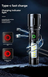 Rechargeable White Laser Super Battery Aluminum LED Flashlight, Body  Tactical,Long Battery Zoomable, Light